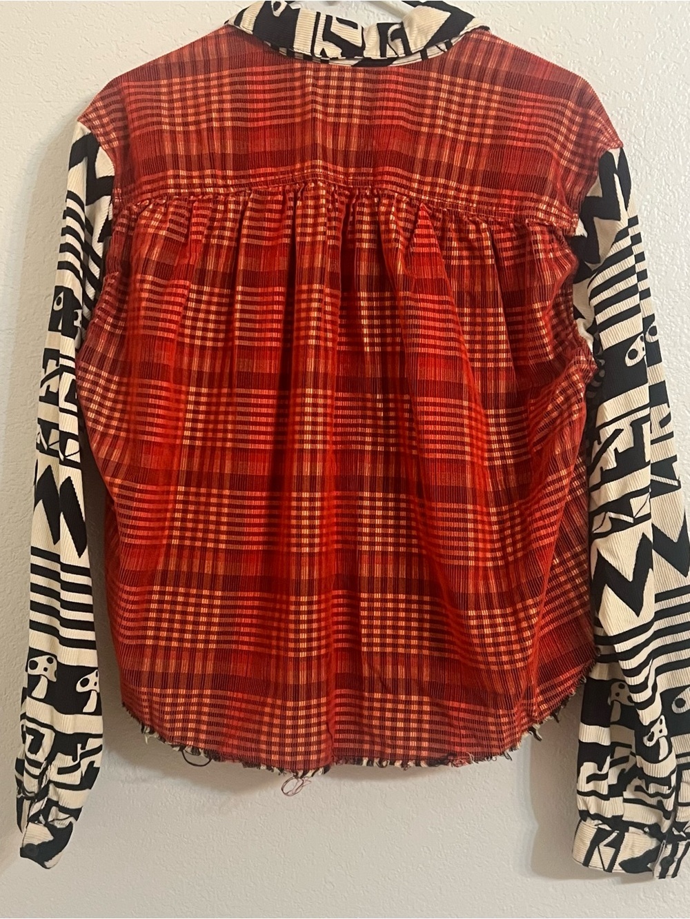 BDG mushroom Striped Graphic Button-Up Shirt natural boho prairie boxy geometric - Picture 2 of 10